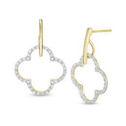 1/6 CT. T.W. Diamond Open Clover Drop Earrings in 10K Gold