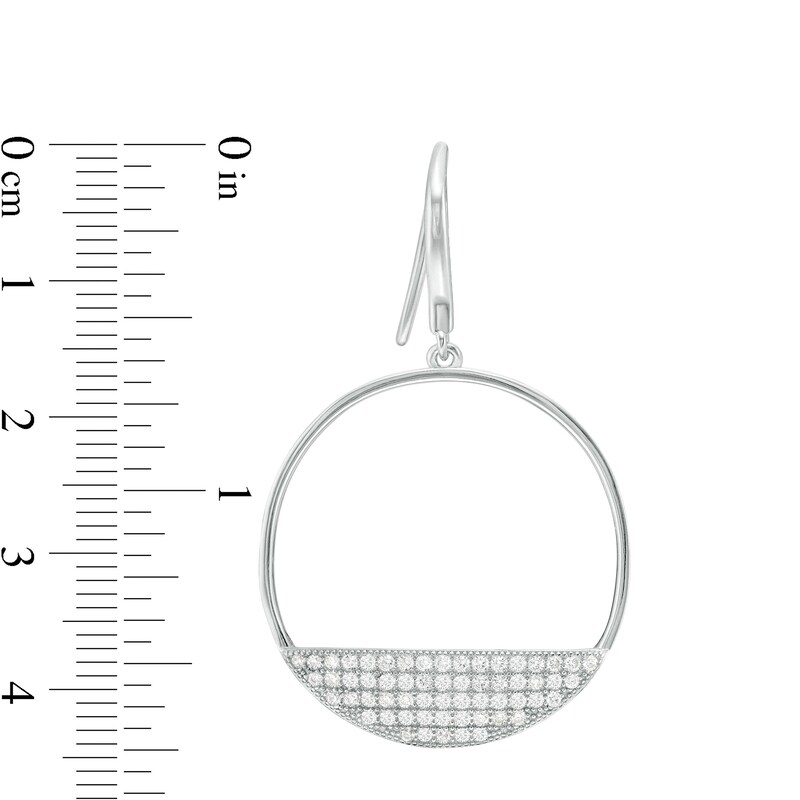 Main Image 2 of Cubic Zirconia Open Semi-Circle Drop Earrings in Sterling Silver