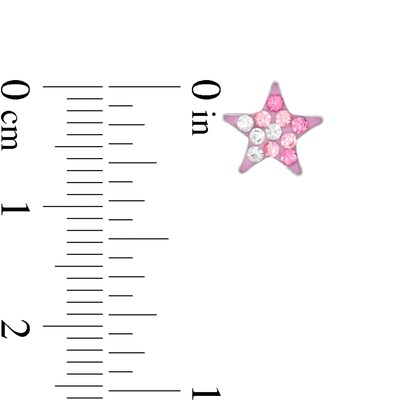 Child's Pink and Blue Cubic Zirconia Star Stud Earrings set in Sterling Silver