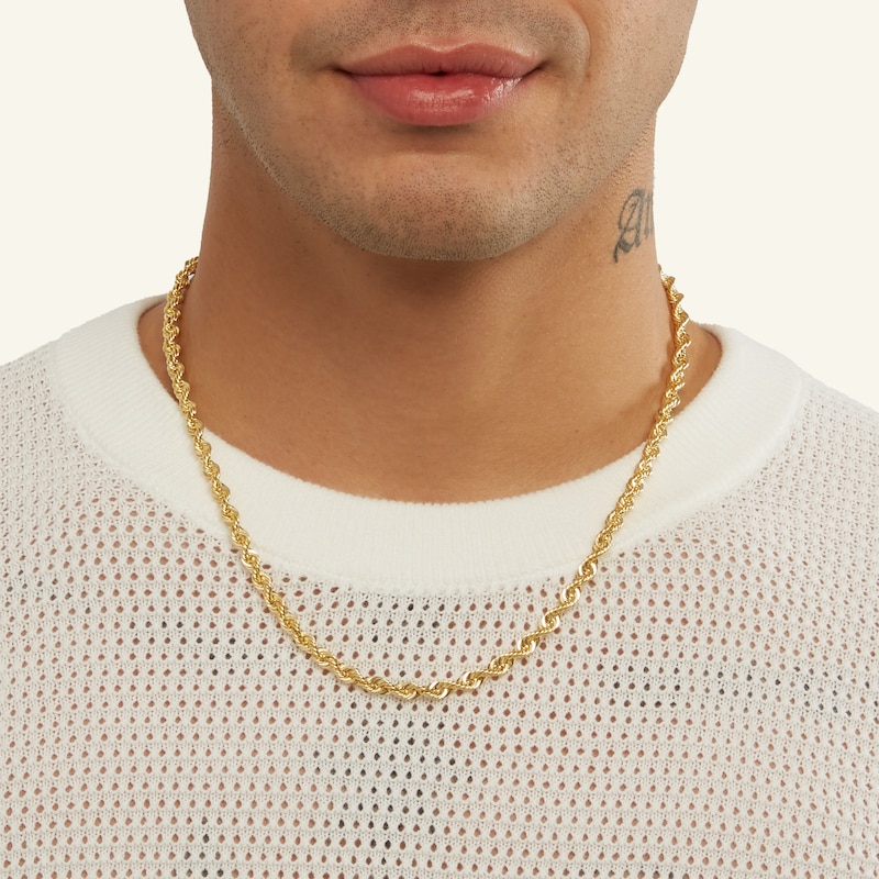Main Image 3 of 10K Hollow Gold Rope Chain - 20"