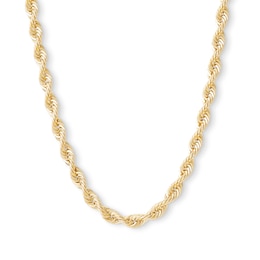 036 Gauge Rope Chain Necklace in 10K Hollow Gold - 24&quot;