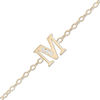 Cubic Zirconia Initial "M" Anklet in 10K Solid Gold - 10"