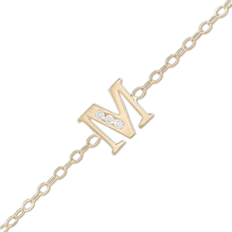 Elite Jewels Diamond Initial C Yellow Gold Charm Anklet