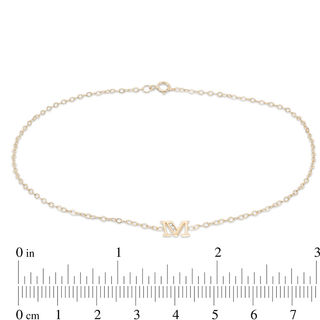 10K Solid Gold CZ "M" Initial Anklet