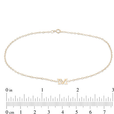 10K Solid Gold CZ "M" Initial Anklet