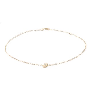 10K Solid Gold CZ "J" Initial Anklet