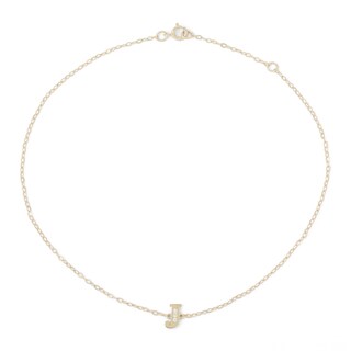 10K Solid Gold CZ "J" Initial Anklet