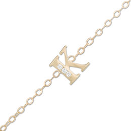 10K Solid Gold CZ "K" Initial Anklet
