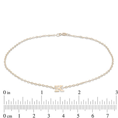 10K Solid Gold CZ "K" Initial Anklet