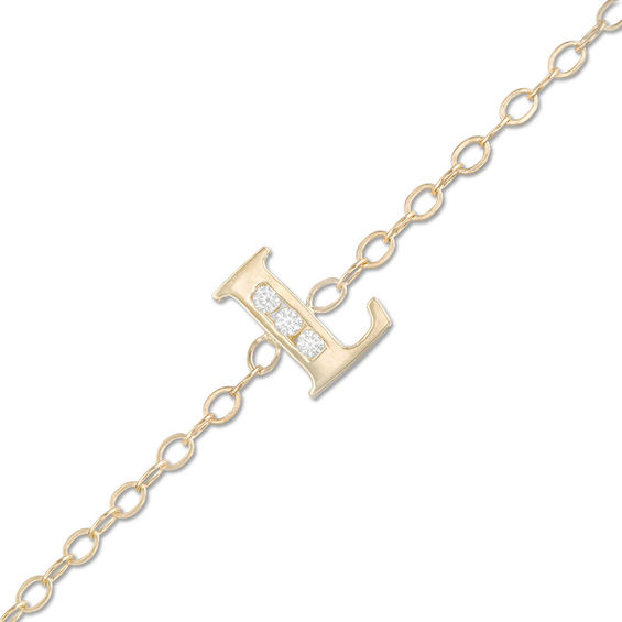 10K Solid Gold CZ "L" Initial Anklet