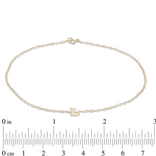 10K Solid Gold CZ "L" Initial Anklet
