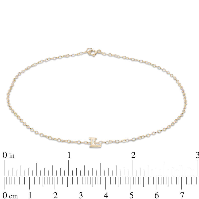 10K Solid Gold CZ "L" Initial Anklet