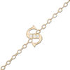 Cubic Zirconia Initial "S" Anklet in 10K Solid Gold - 10"