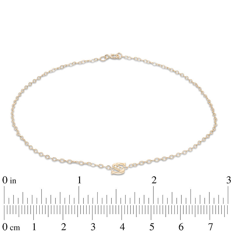 10K Solid Gold CZ "S" Initial Anklet