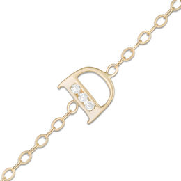 10K Solid Gold CZ &quot;D&quot; Initial Anklet