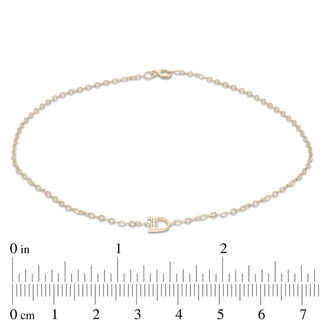 10K Solid Gold CZ "D" Initial Anklet