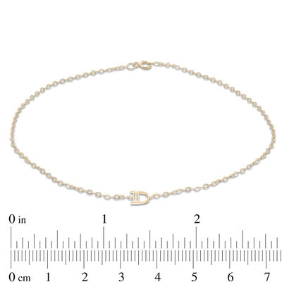 10K Solid Gold CZ "D" Initial Anklet