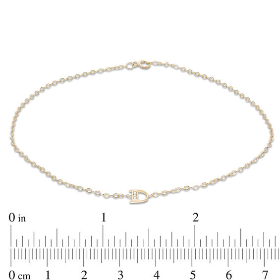 10K Solid Gold CZ "D" Initial Anklet