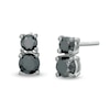 Thumbnail Image 0 of 1-1/3 CT. T.W. Black Diamond Stacked Duo Stud Earrings in Sterling Silver with Black Rhodium