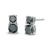 Thumbnail Image 1 of 1-1/3 CT. T.W. Black Diamond Stacked Duo Stud Earrings in Sterling Silver with Black Rhodium