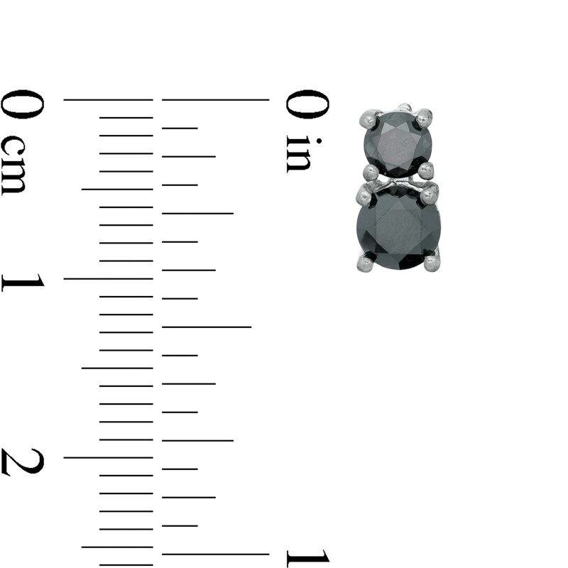 Main Image 2 of 1-1/3 CT. T.W. Black Diamond Stacked Duo Stud Earrings in Sterling Silver with Black Rhodium