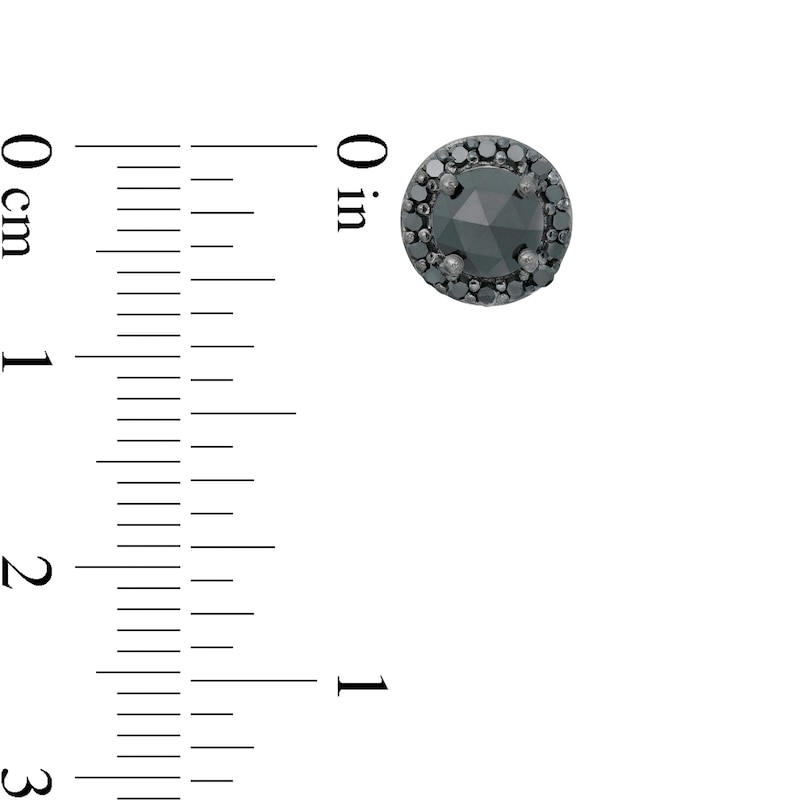 Main Image 2 of 1-1/4 CT. T.W. Black Diamond Frame Stud Earrings in Sterling Silver with Black Rhodium