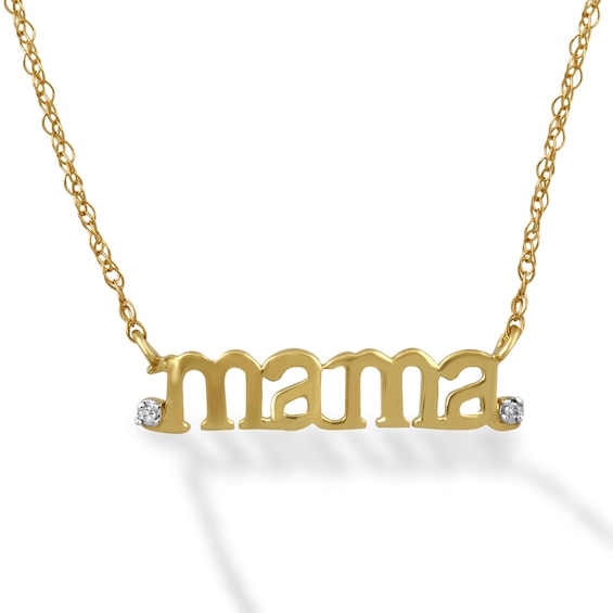 Diamond Accent "mama" Necklace in 10K Gold