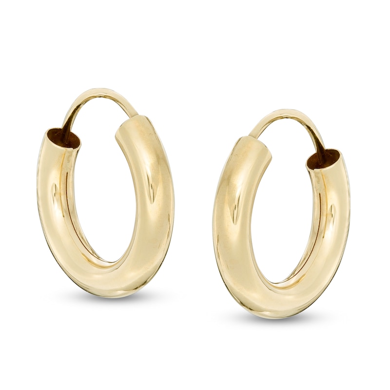 13mm Continuous Hoop Earrings in 10K Tube Hollow Gold