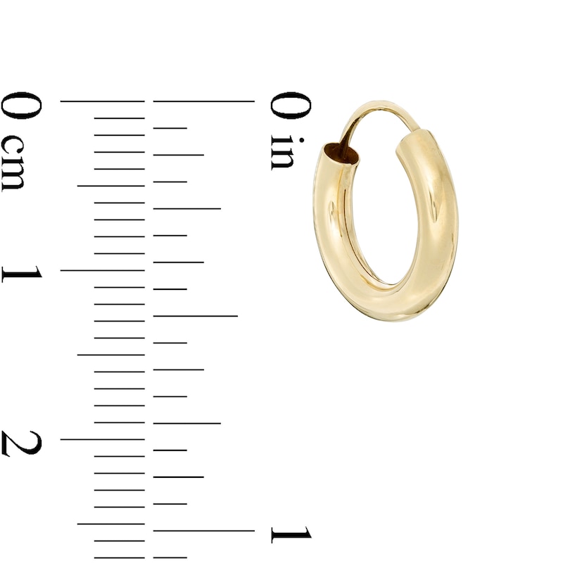 13mm Continuous Hoop Earrings in 10K Tube Hollow Gold