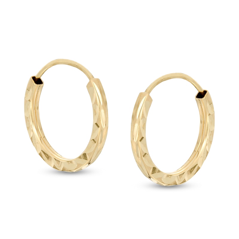 14K Tube Hollow Gold Diamond-Cut Continuous Square Hoops | Banter