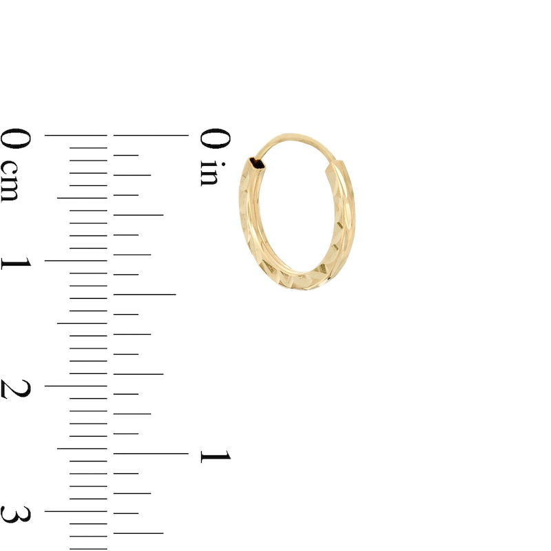 13mm Diamond-Cut Continuous Square Hoop Earrings in 10K Tube Hollow Gold