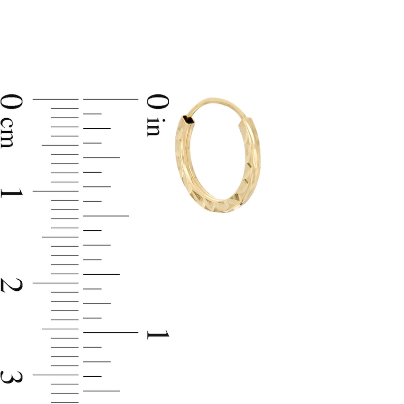 14K Tube Hollow Gold Diamond-Cut Continuous Square Hoops