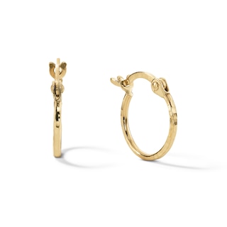 10mm Diamond-Cut Square Hoop Earrings in 10K Tube Hollow Gold