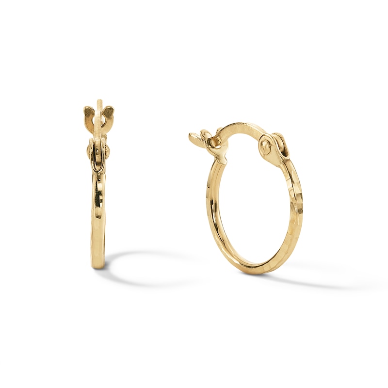 10mm Diamond-Cut Square Hoop Earrings in 10K Tube Hollow Gold