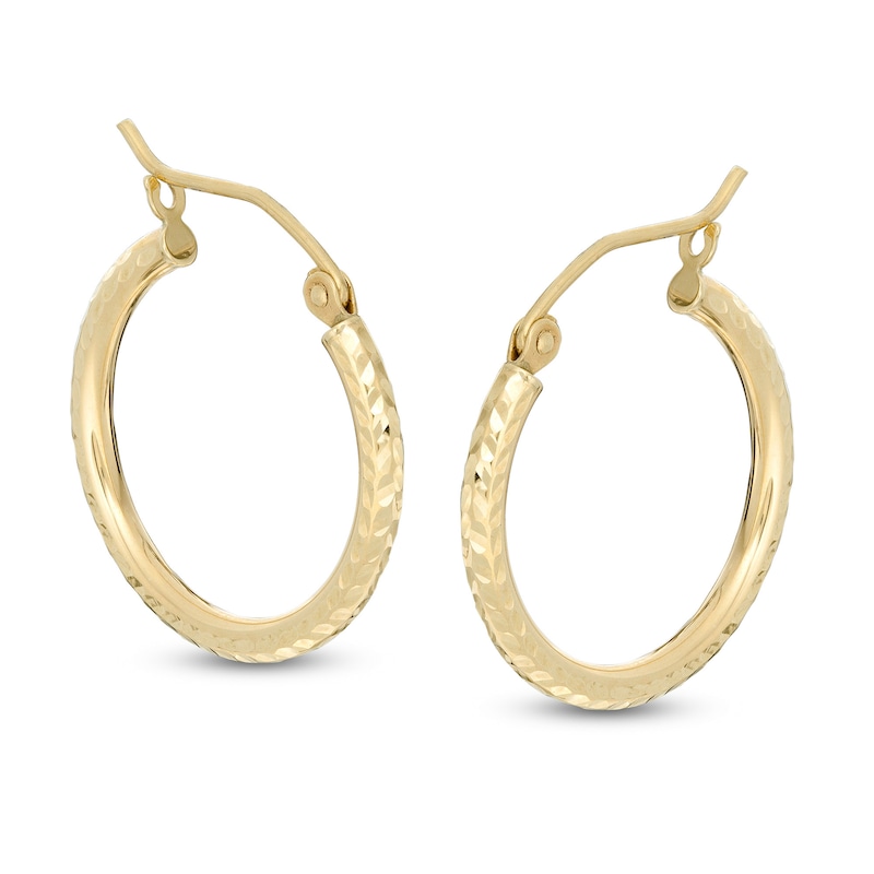 20mm Diamond-Cut Hoop Earrings in 10K Tube Hollow Gold | Banter
