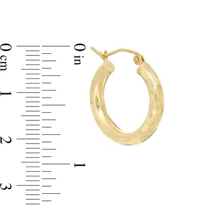 20mm Diamond-Cut Basket Weave Tube Hoop Earrings in 10K Gold