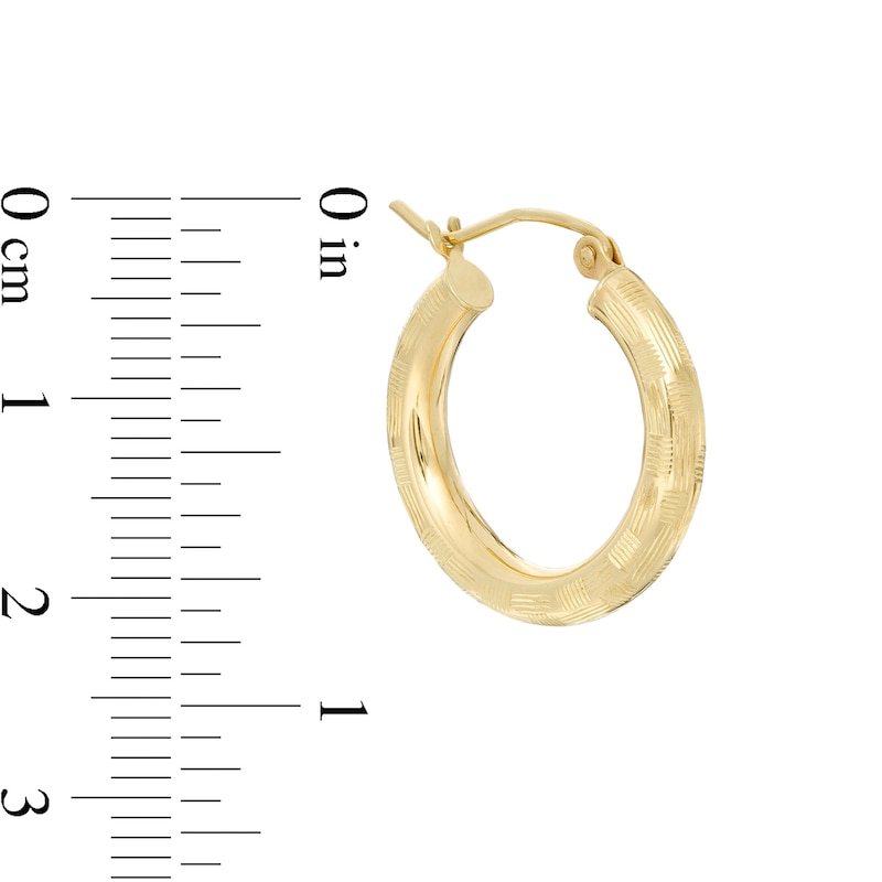 20mm Diamond-Cut Basket Weave Tube Hoop Earrings in 10K Gold | Banter