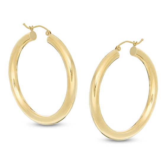 40mm Tube Hoop Earrings in 10K Gold