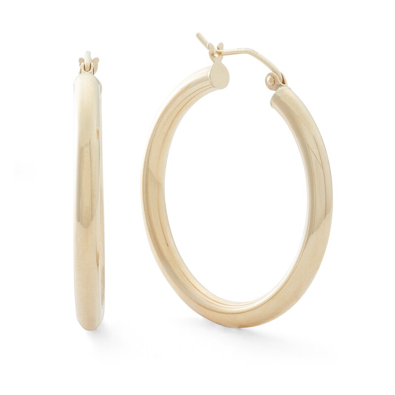 10K Tube Hollow Gold Polished Hoops