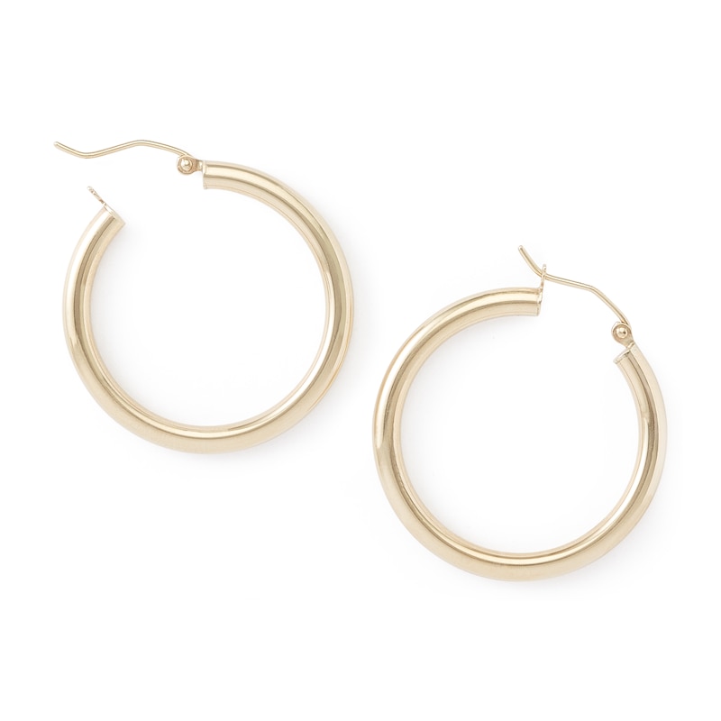 10K Tube Hollow Gold Polished Hoops