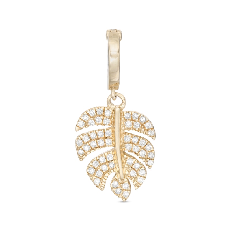 1/10 CT. T.W. Diamond Leaf Necklace Charm in 10K Gold