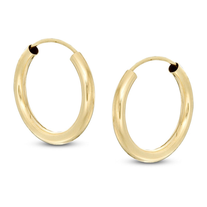 20mm Continuous Hoop Earrings in 10K Tube Hollow Gold