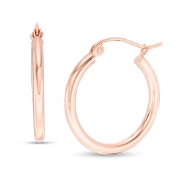 20mm Hoop Earrings in 14K Tube Hollow Rose Gold