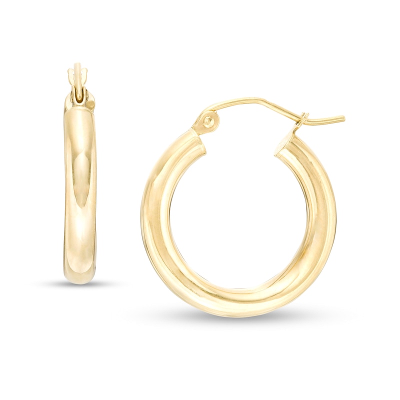 20mm Hoop Earrings in 14K Tube Hollow Gold