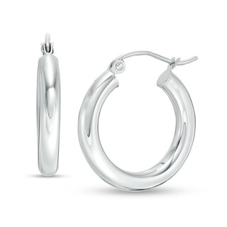 20mm Hoop Earrings in 14K Tube Hollow White Gold