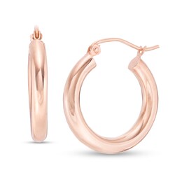 20mm Hoop Earrings in 14K Tube Hollow Rose Gold