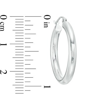 25mm Hoop Earrings in 14K Tube Hollow White Gold