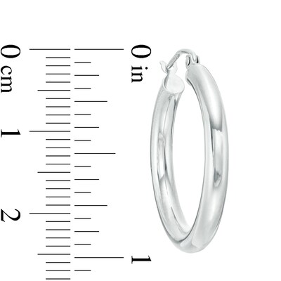 25mm Hoop Earrings in 14K Tube Hollow White Gold