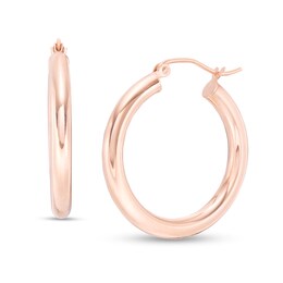25mm Hoop Earrings in 14K Tube Hollow Rose Gold