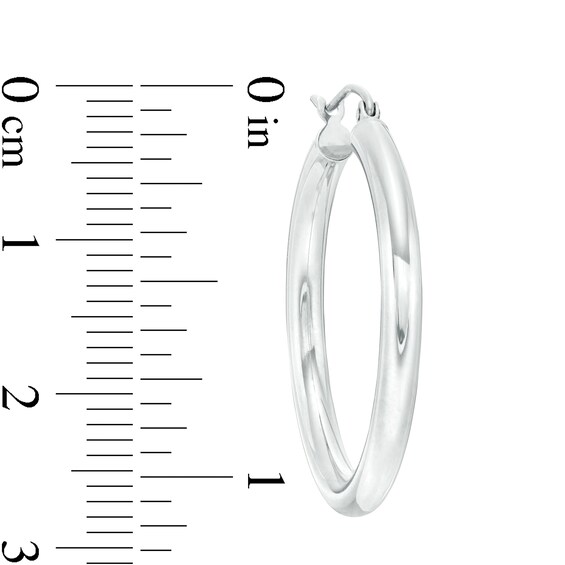30mm Hoop Earrings in 14K Tube Hollow White Gold